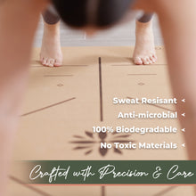 Load image into Gallery viewer, Eco-Friendly Cork Yoga Mat: Premium Quality with Alignment Lines and Carry Strap
