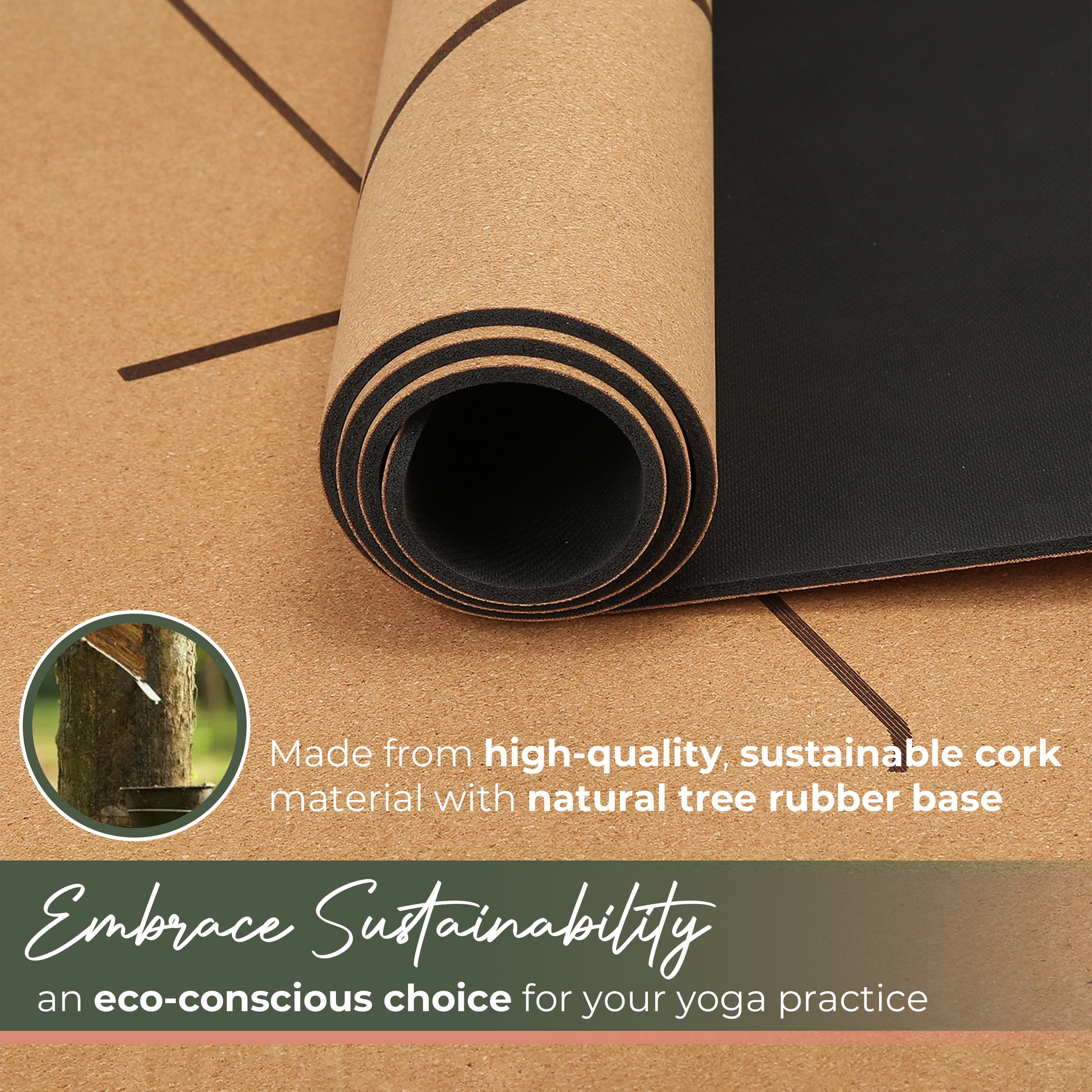 Blue Eco Friendly Natural Rubber Yoga Mat & Cork Block