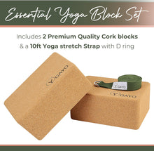 Load image into Gallery viewer, Yoga Gift, eco friendly cork yoga blocks, cork yoga blocks, yoga gift for women, Supportive Blocks, Yoga Accessories, Yoga Strap Set, Cork Yoga Blocks, Sustainable Yoga Gear
